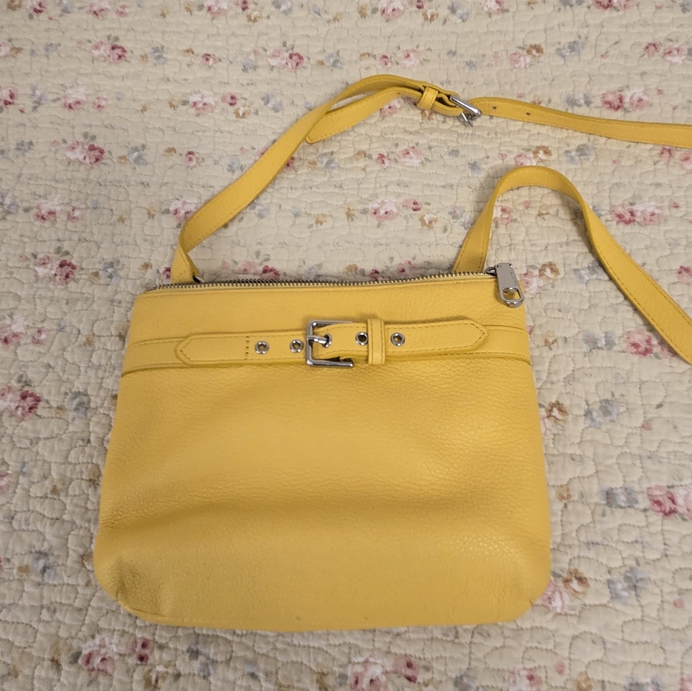 Talbots Yellow Pebbled Leather Crossbody